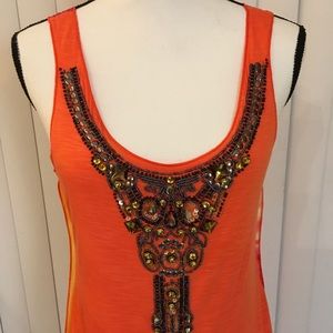 Hale Bob , orange , shoulder strap elegant dress with beets design up front
